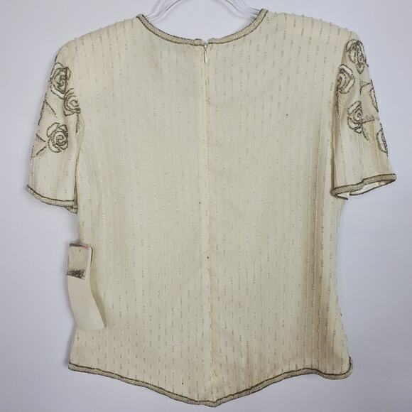 Vintage beaded silk top Size small. NWT - Picture 4 of 8